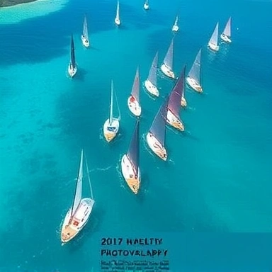 Aerial view of BVI sailing regatta
