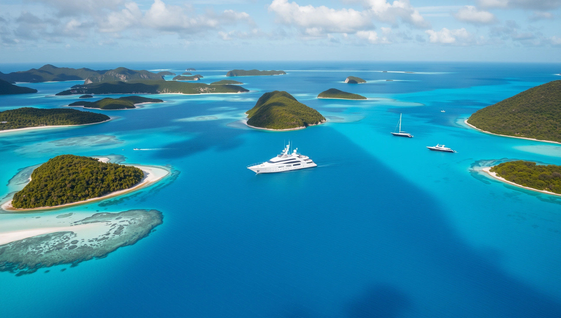 Aerial view of the stunning turquoise waters and scattered islands of the British Virgin Islands