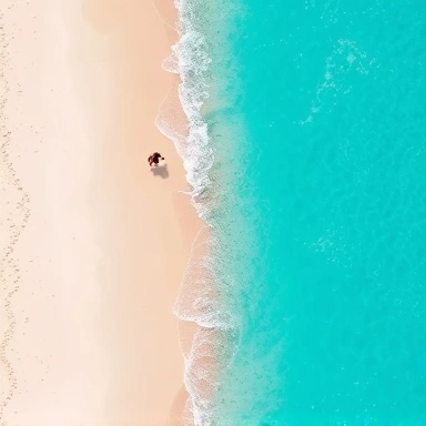 Pristine beach from above with crystal turquoise water