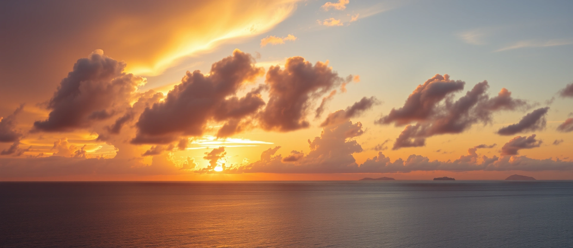 Stunning sunset over the British Virgin Islands with golden and purple hues reflecting on calm Caribbean waters