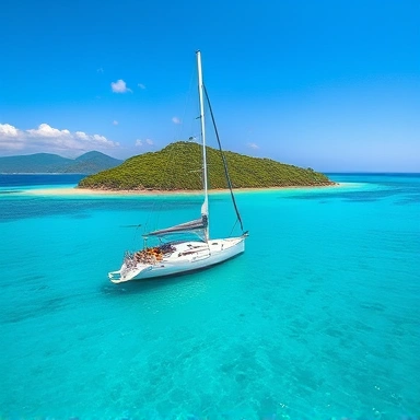 Sailboat anchored in a tranquil BVI bay